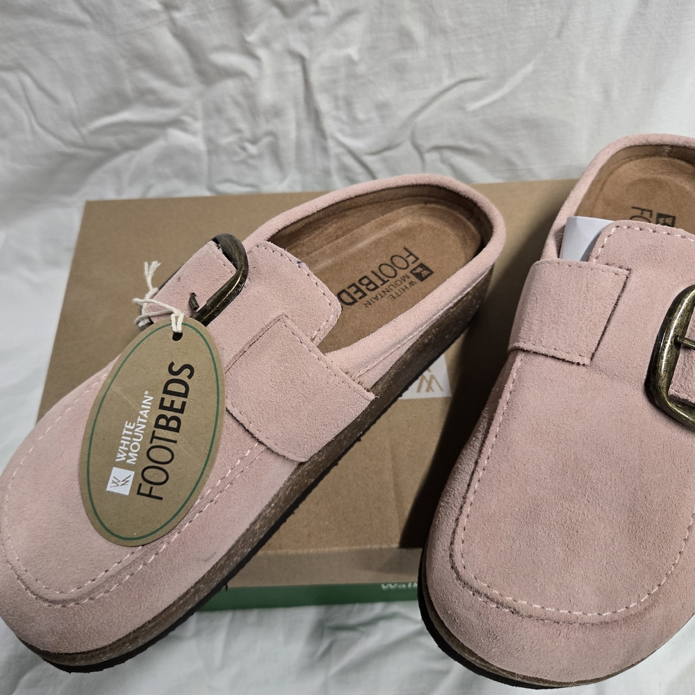 White Mountain Pink Suede Mules